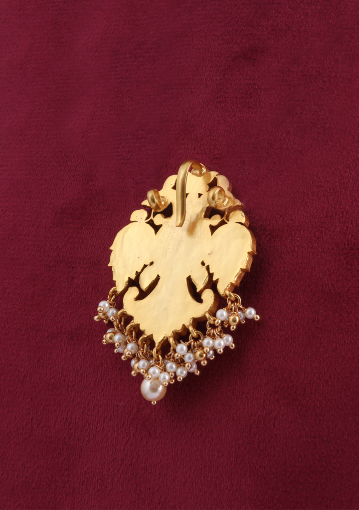 Exclusive Charming Garuda Jadau Kundan Pendant with Pearl Hangings