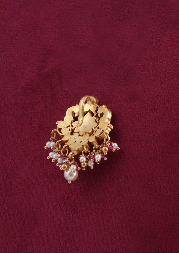 Enchanting Designer Jadau Kundan Pendant with Pearl and Colour Beads Hangings