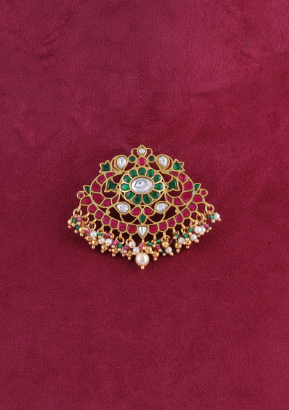 Graceful Jadau Kundan Classic Pendant with Pearls