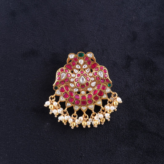 Attractive Designer Jadau Kundan Peacock Pendant with Pearl Hangings