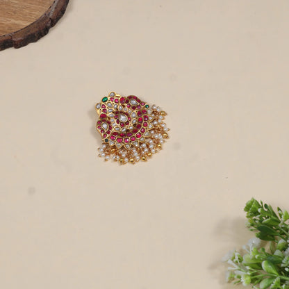 Attractive Designer Jadau Kundan Peacock Pendant with Pearl Hangings