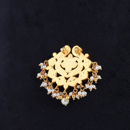 Exclusive Designer Jadau Kundan Peacock Pendant with Pearl Hangings