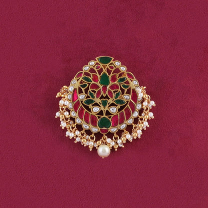 Simply Classic Jadau Kundan Designer Pendant with Pearl Hangings