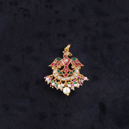 Cute Little Garuda Jadau Kundan Pendant with Pearl Hangings