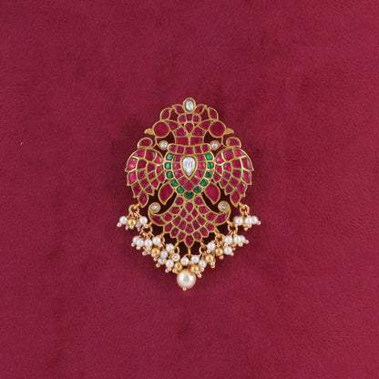 Exclusive Charming Garuda Jadau Kundan Pendant with Pearl Hangings