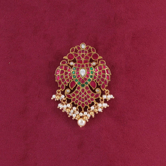 Exclusive Charming Garuda Jadau Kundan Pendant with Pearl Hangings