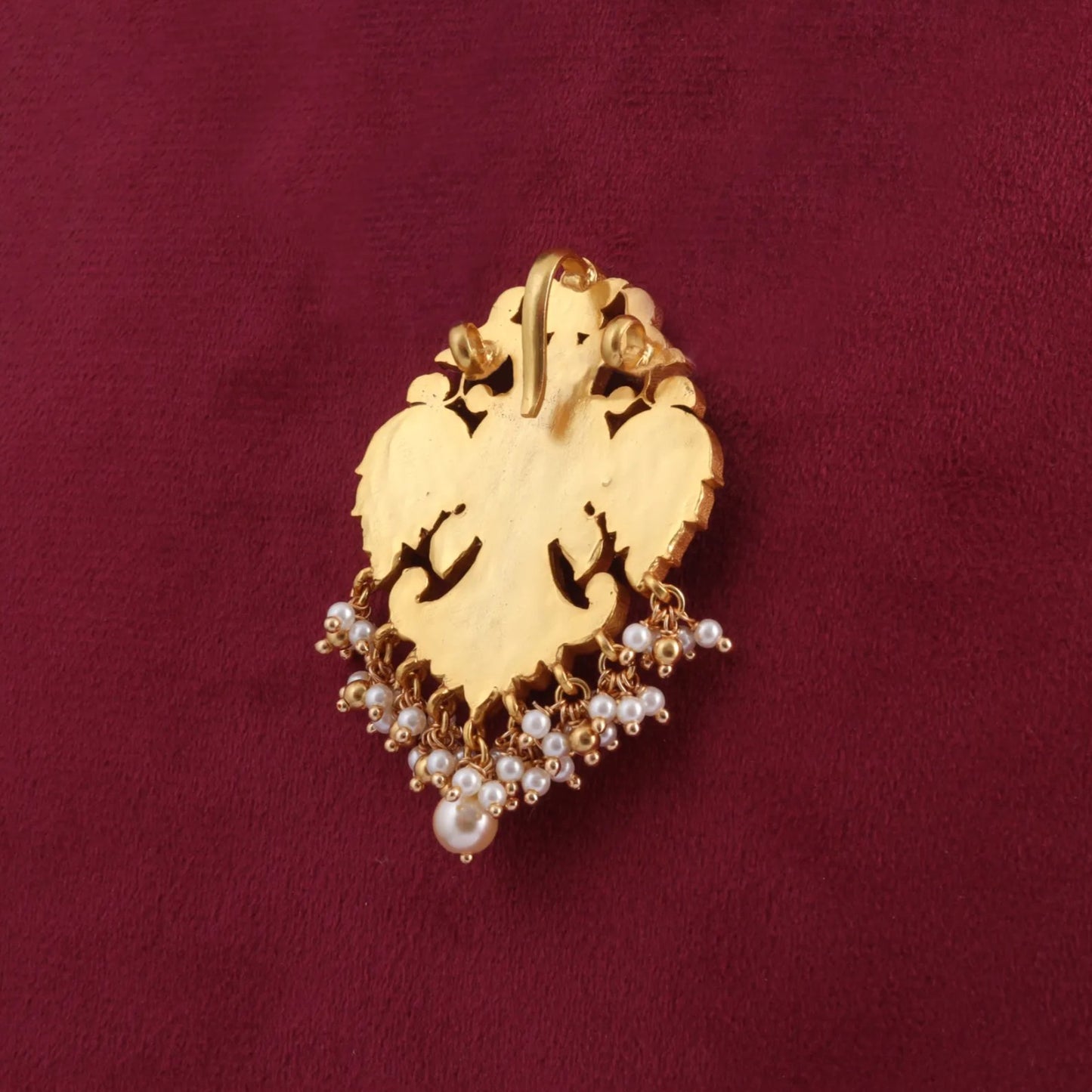 Exclusive Charming Garuda Jadau Kundan Pendant with Pearl Hangings