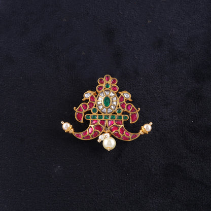 Elegant Divine Jadau Kundan Designer Pendant with Pearl Hangings