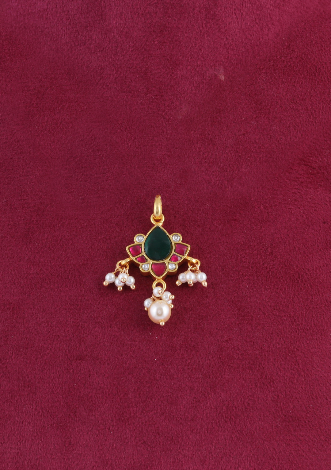 Pretty Designer Jadau Kundan Pendant Earring Set with Pearl Hangings