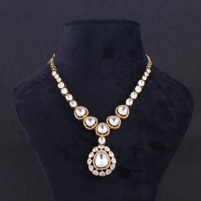 Beautiful Designer Moissanite Polki Necklace Earring Set