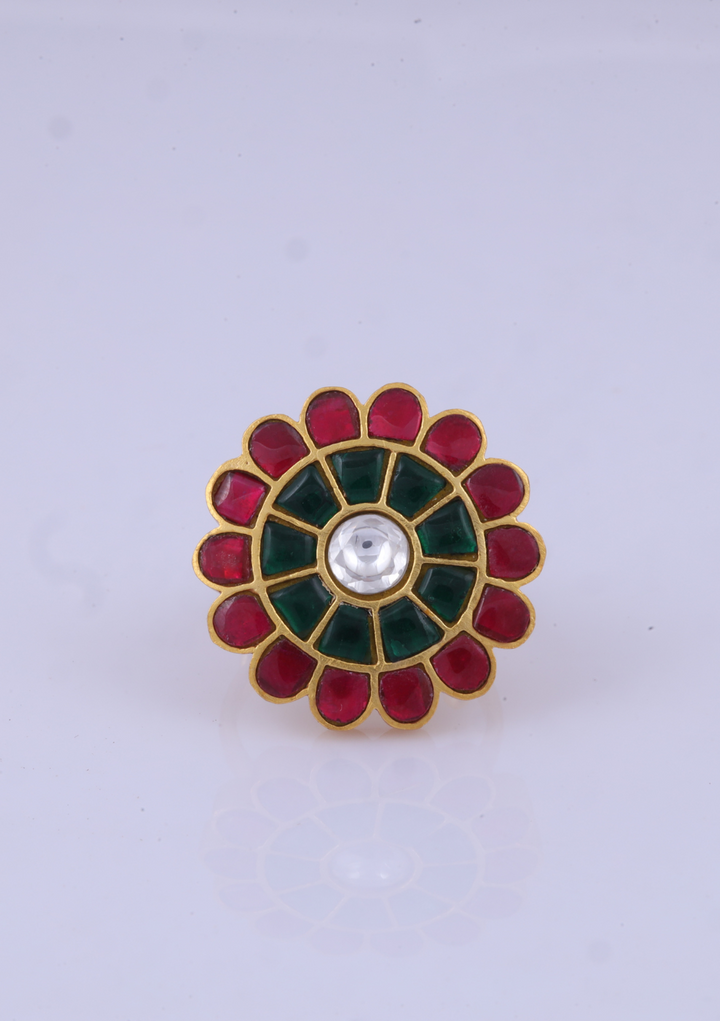 Real Jadau Kundan Floral Ring