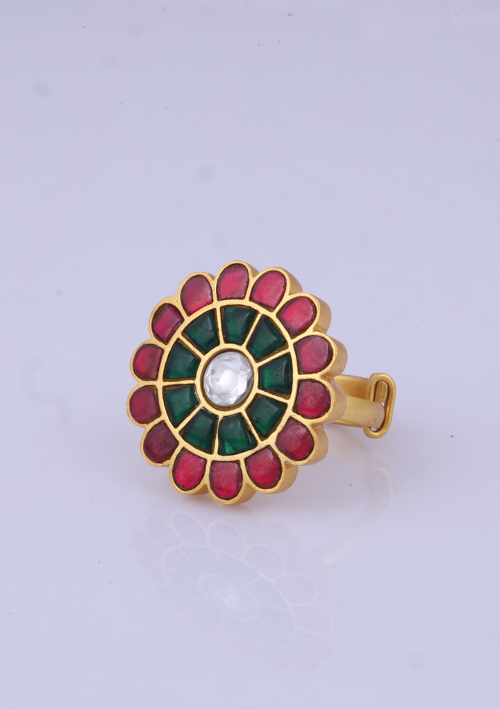 Real Jadau Kundan Floral Ring