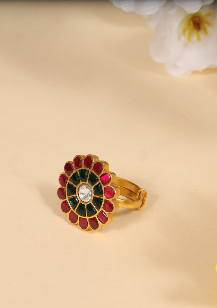 Real Jadau Kundan Floral Ring