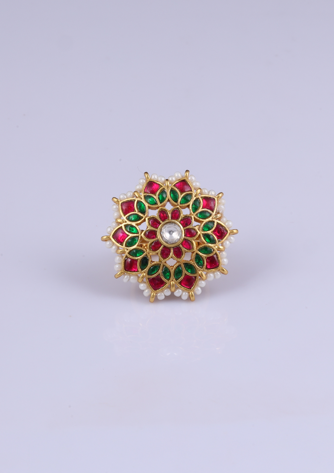 Gayatri Jadau Kundan Beautiful Floral Ring