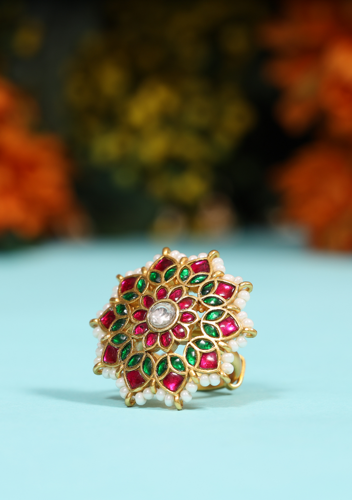 Gayatri Jadau Kundan Beautiful Floral Ring