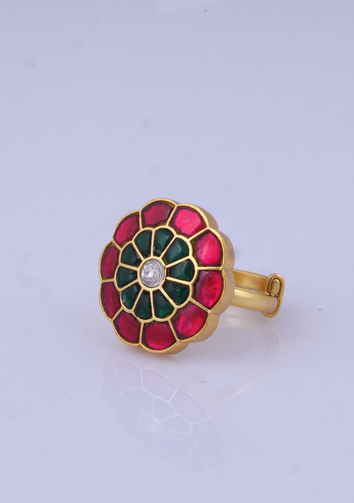 Simple Real Jadau Kundan Ring