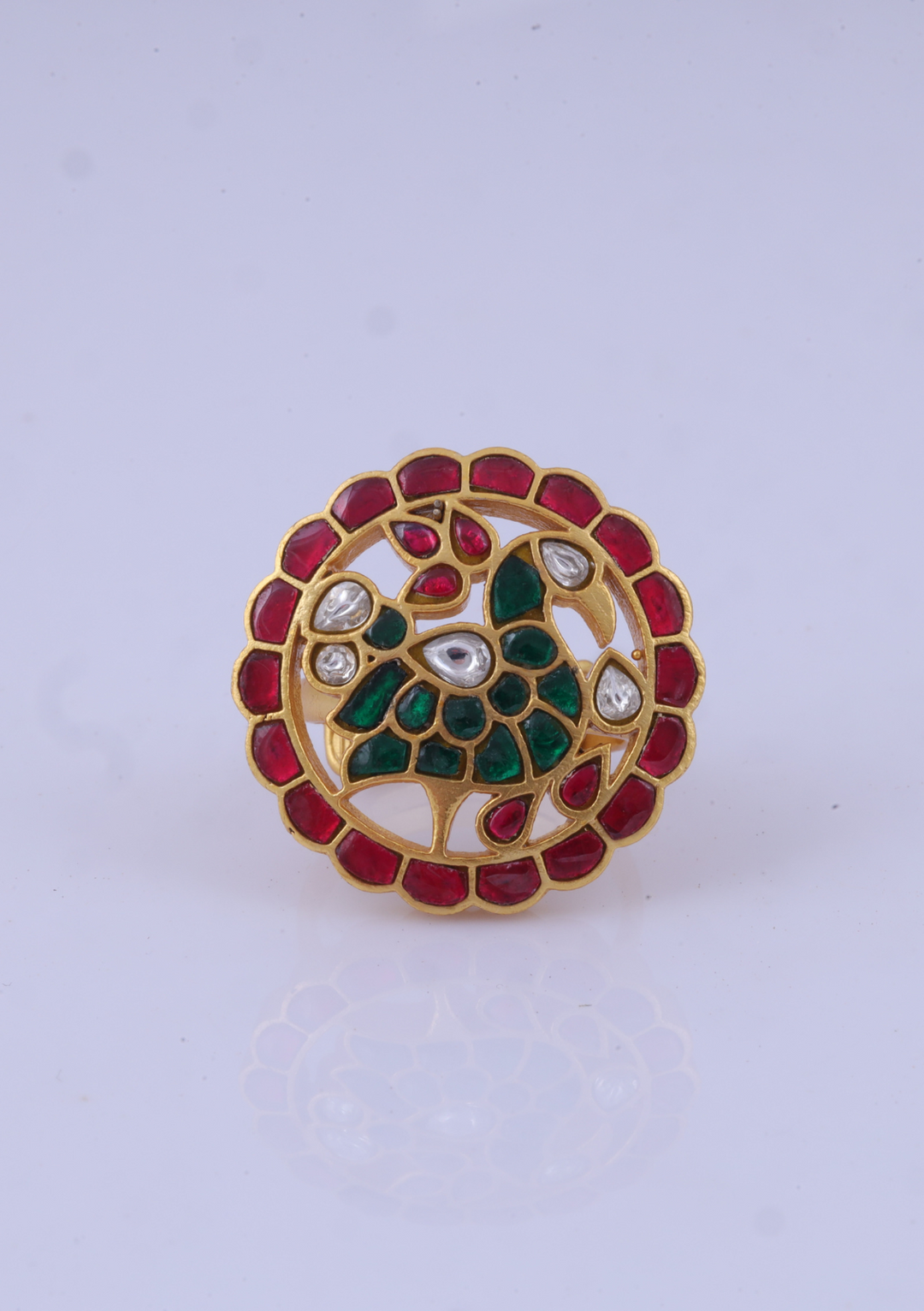 Peacock Jadau Kundan Ring