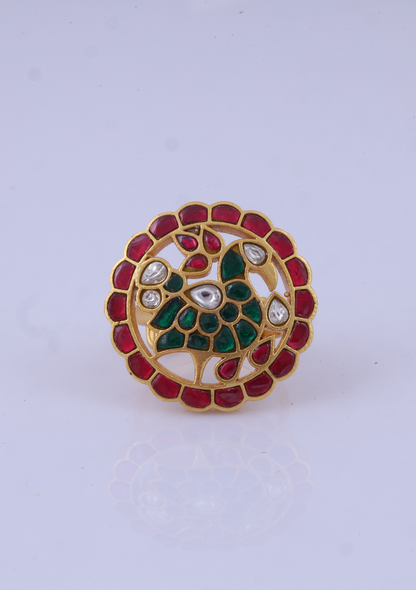 Peacock Jadau Kundan Ring