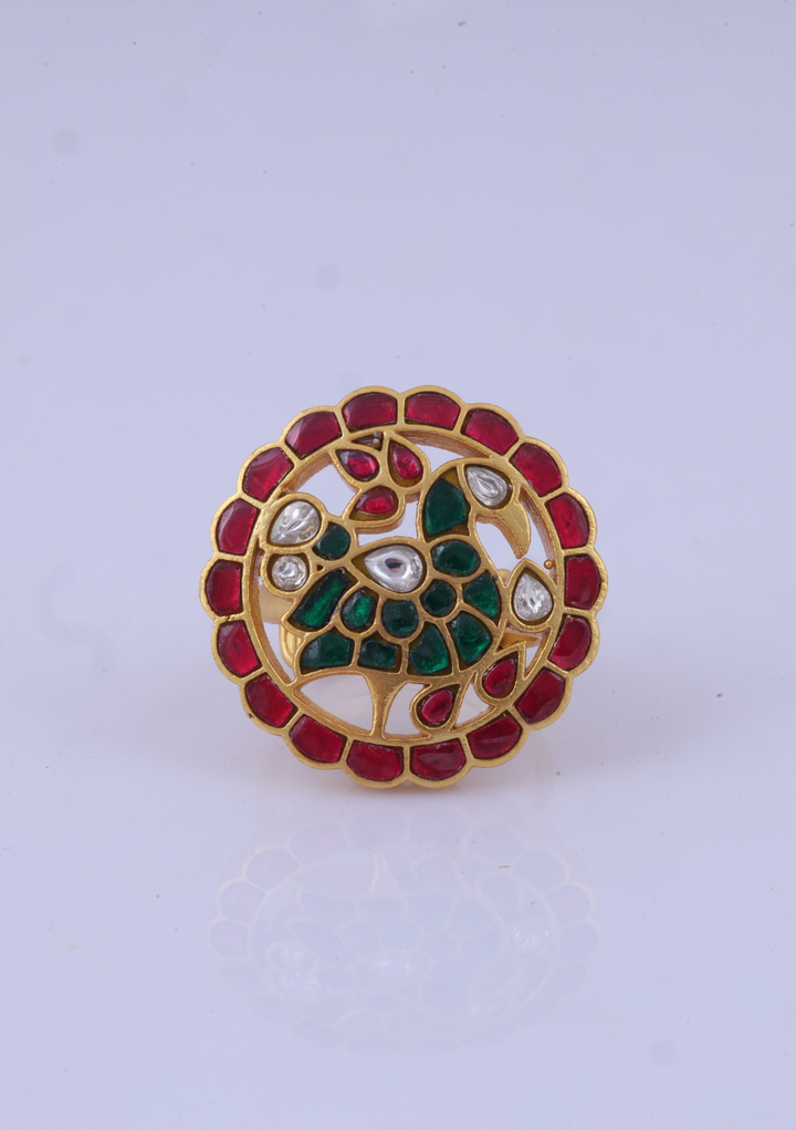 Peacock Jadau Kundan Ring
