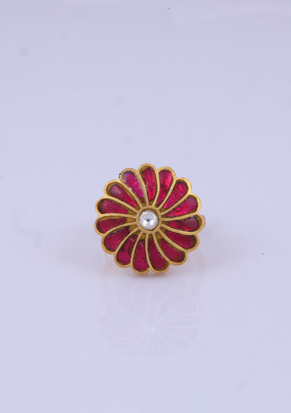 Simple Floral Jadau Kundan Ring