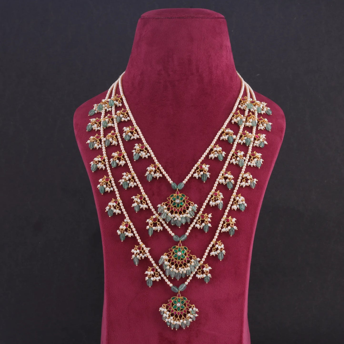 Stylish Three Layer Jadau Kundan Designer Necklace