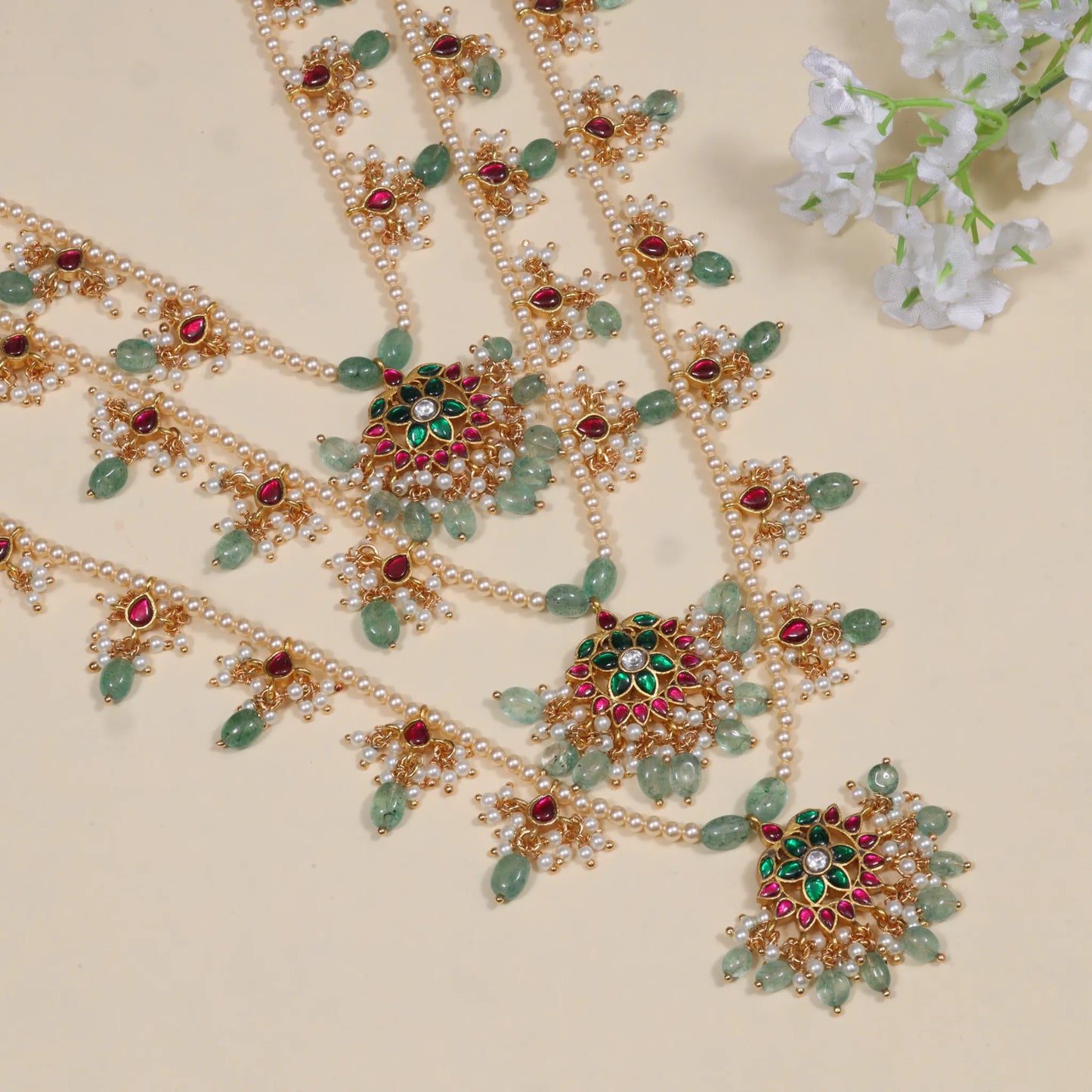 Stylish Three Layer Jadau Kundan Designer Necklace