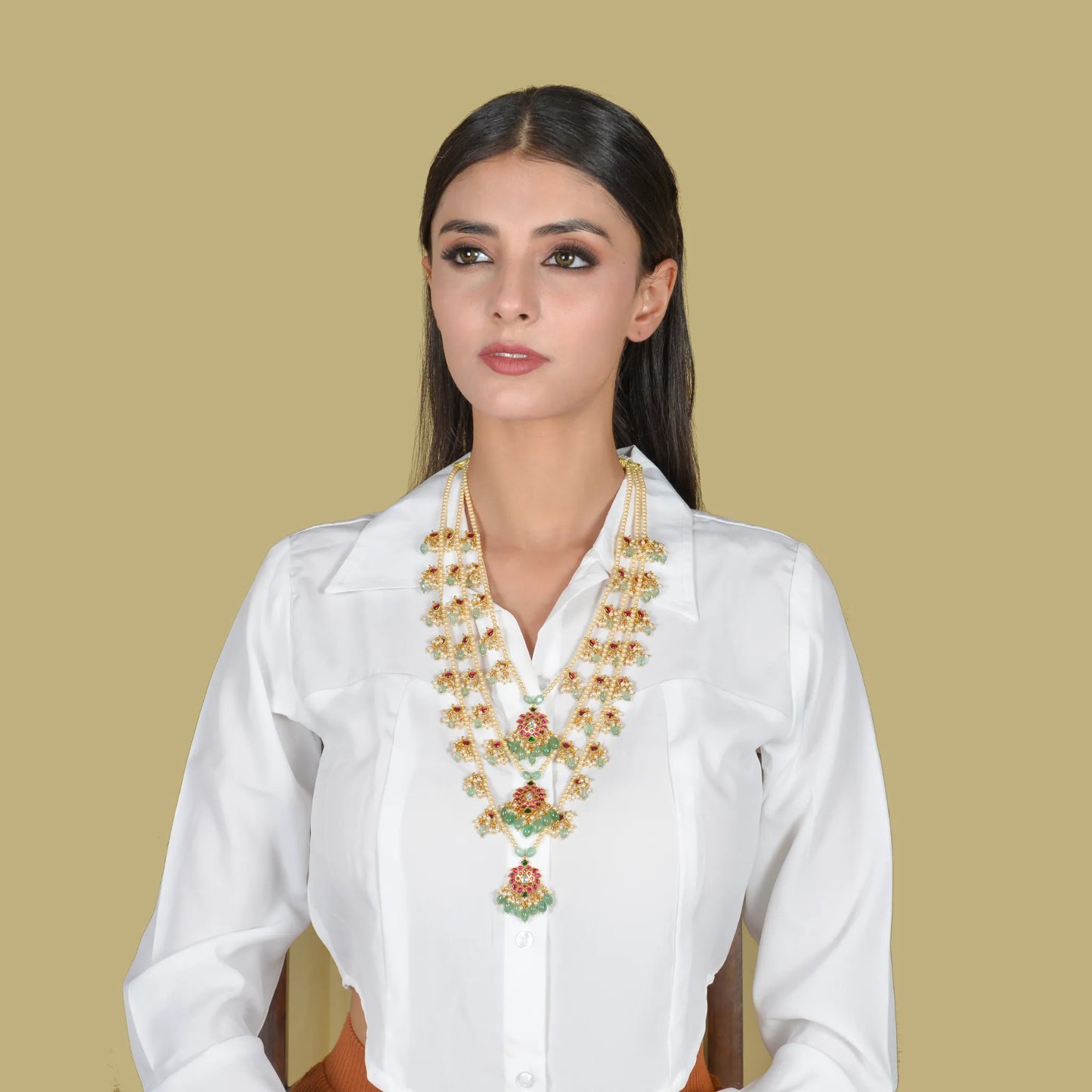 Elegant Layered Jadau Kundan Necklace