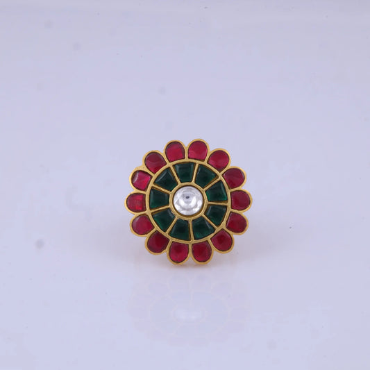 Real Jadau Kundan Floral Ring