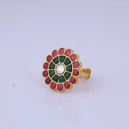 Real Jadau Kundan Floral Ring