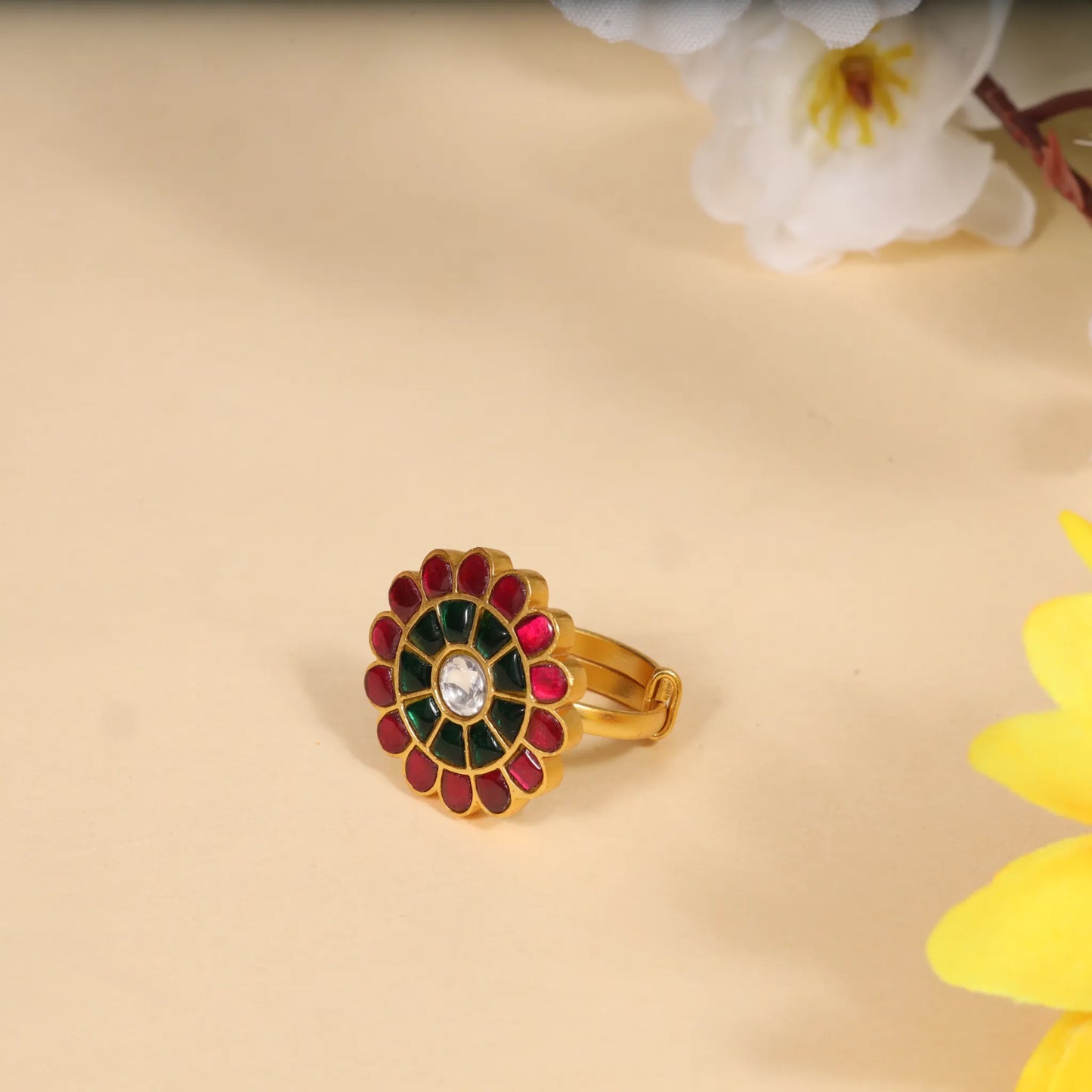 Real Jadau Kundan Floral Ring