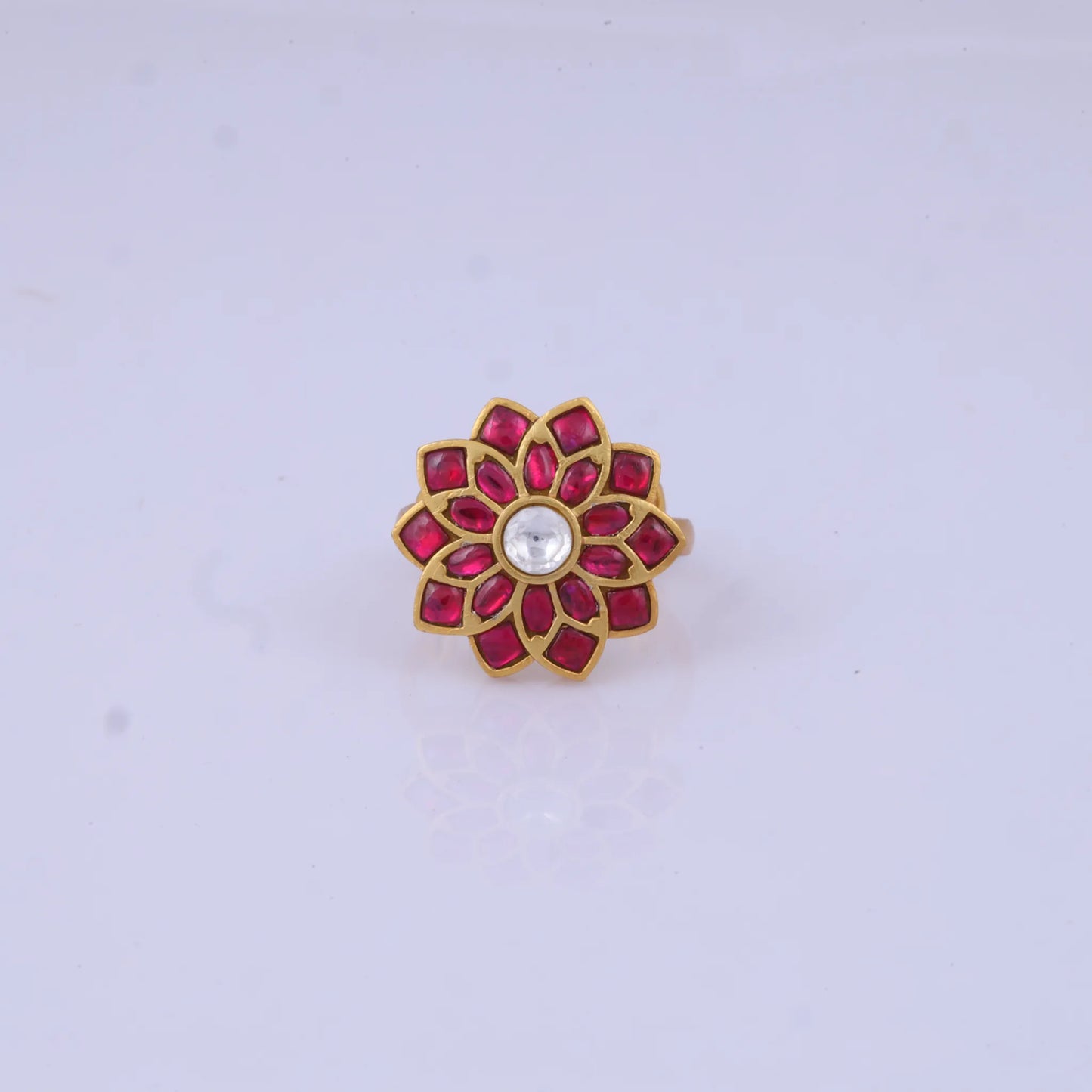 Beautiful Floral Pattern Jadau Kundan Ring