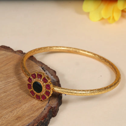 Flawless Floral Jadau Kundan Designer Single Bangle