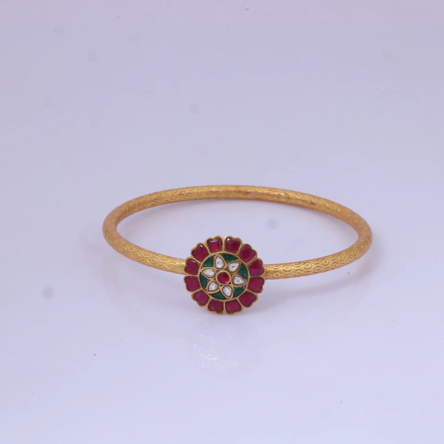 Designer Floral Jadau Kundan Single Bangle