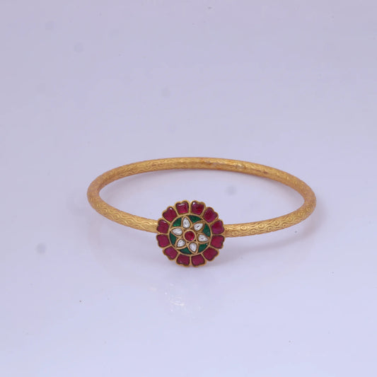 Designer Floral Jadau Kundan Single Bangle