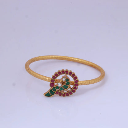 Elegant Peacock Jadau Kundan Designer Single Bangle