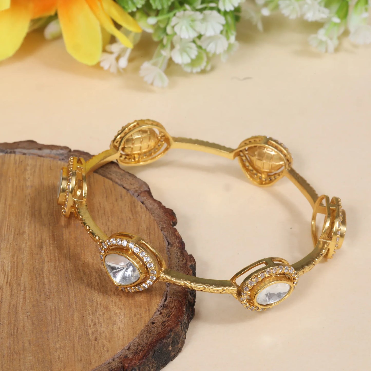 Aesthetic Designer Moissanite Polki Bangle