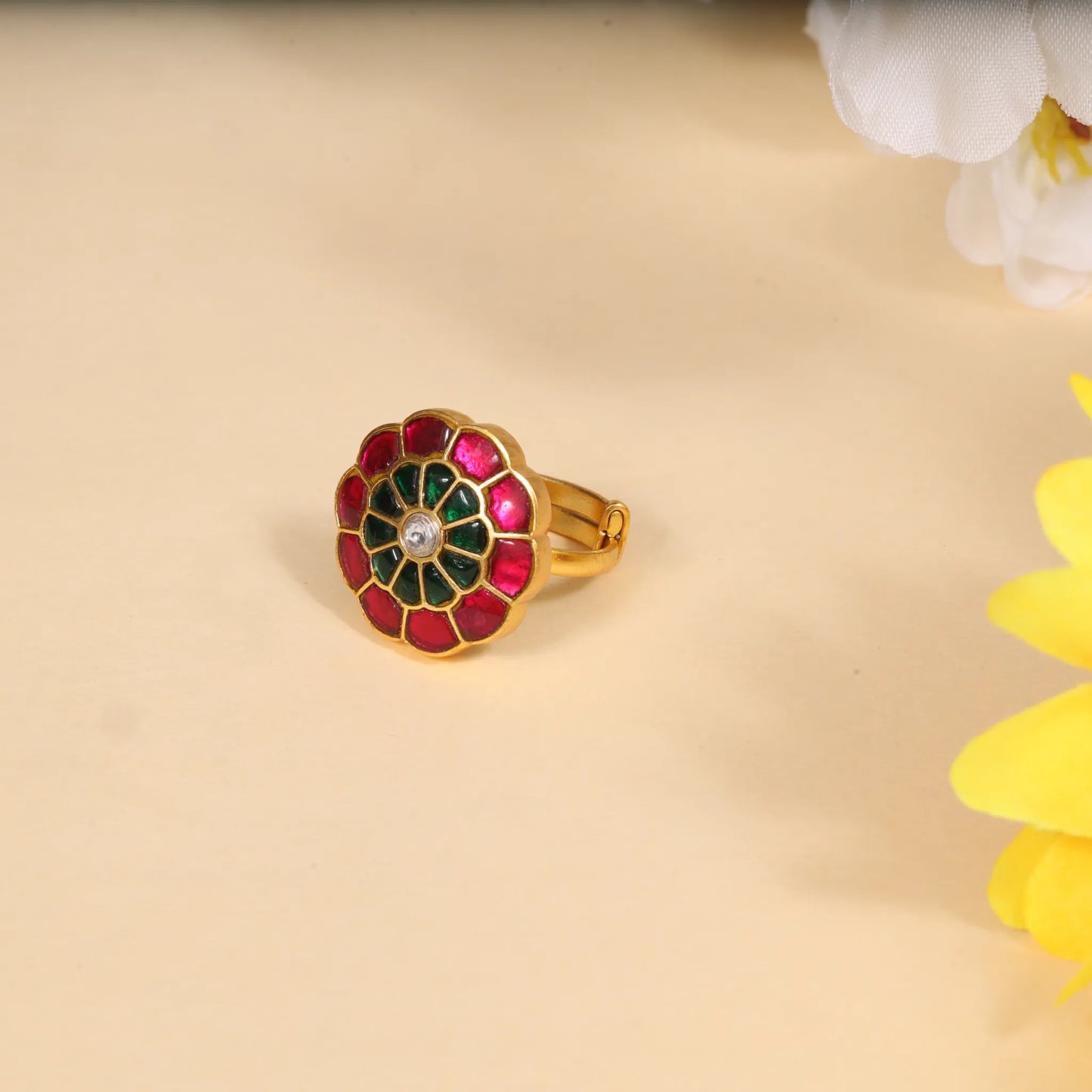 Simple Real Jadau Kundan Ring