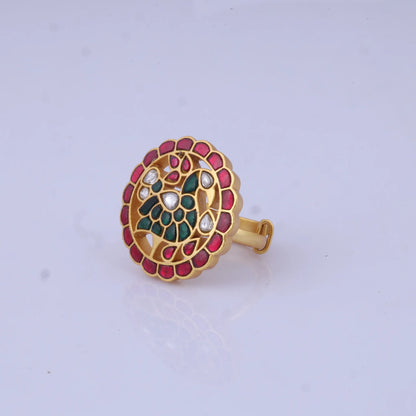 Peacock Jadau Kundan Ring