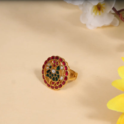 Peacock Jadau Kundan Ring