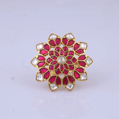 Floral Jadau Kundan Designer Ring