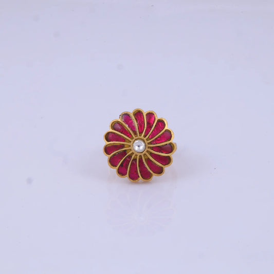 Simple Floral Jadau Kundan Ring