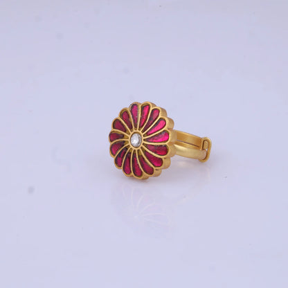 Simple Floral Jadau Kundan Ring